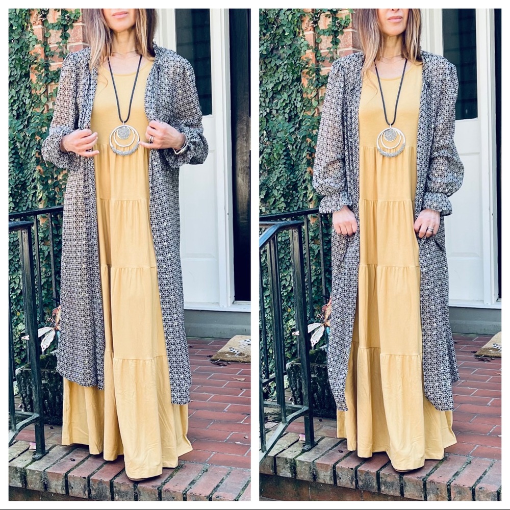 Gray Patterned Long Sheer Duster NWT - image 4